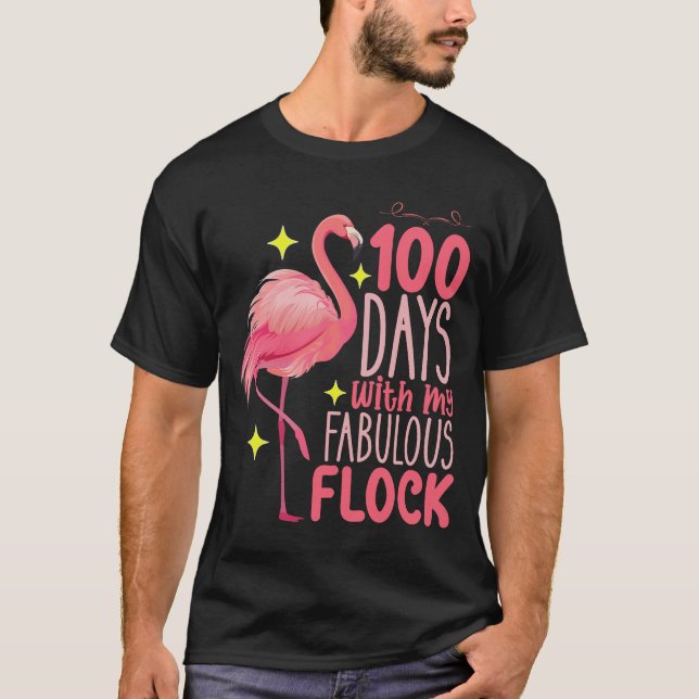 Camiseta 100 Días Con Mi Fabulosa Escuela Flamingo (Anverso)