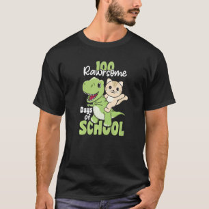 Camiseta 100 Días Crudos De Escuela Gato Trex 100 Días De C