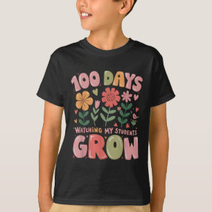 Camiseta 100 días cultivando flores retro