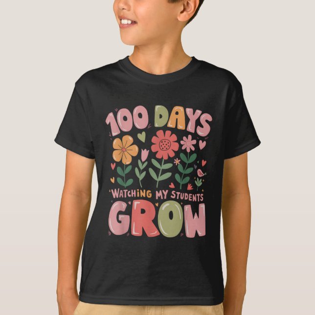 Camiseta 100 días cultivando flores retro (Anverso)