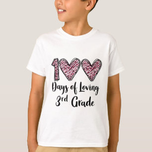 Camiseta 100 Días de Amar el Corazón Leopardo de 3er Grado