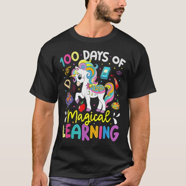 Camiseta 100 días de aprendizaje mágico, 100 días de escuel (Anverso)