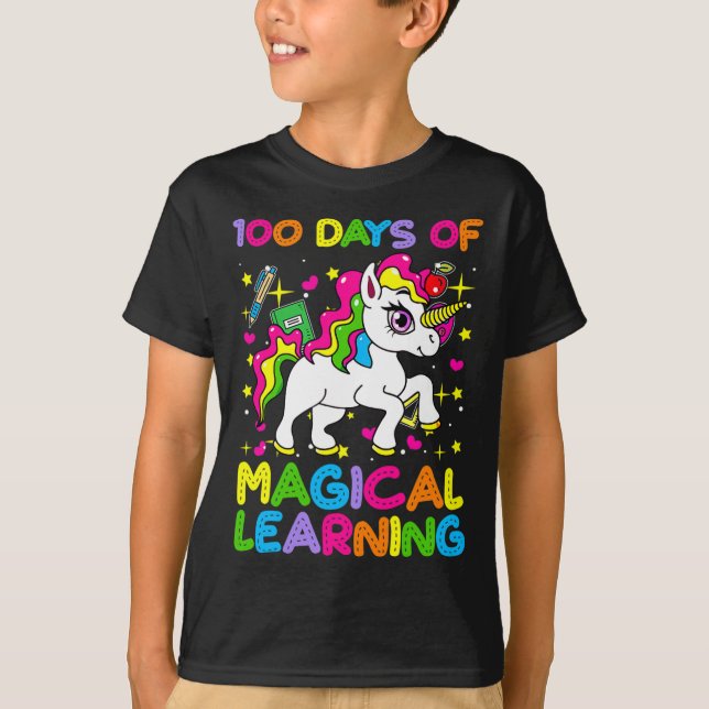 Camiseta 100 días de aprendizaje mágico 100 días de escuela (Anverso)