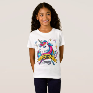 Camiseta 100 días de aprendizaje mágico escolar Unicornio