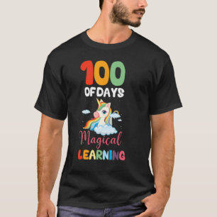 Camiseta 100 Días De Aprendizaje Mágico Rainbow Unicorn 100