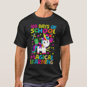 Camiseta 100 Días De Aprendizaje Mágico Rainbow Unicorn 100