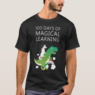 Camiseta 100 Días De Aprendizaje Mágico Unicornio T Rex Sch