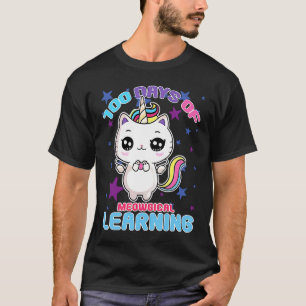Camiseta 100 Días De Aprendizaje Meowgical Caticorn Unicorn