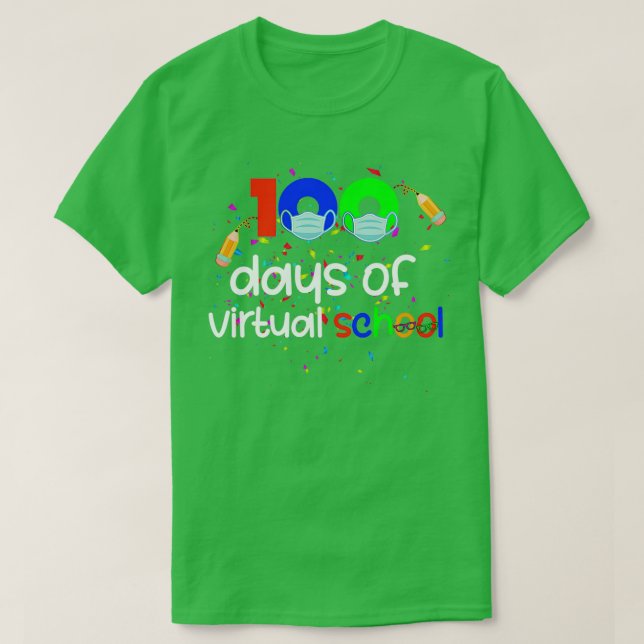 Camiseta 100 días de aprendizaje virtual a distancia escola (Diseño del anverso)