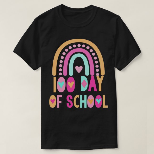 Camiseta 100 días de arco iris escolar (Diseño del anverso)