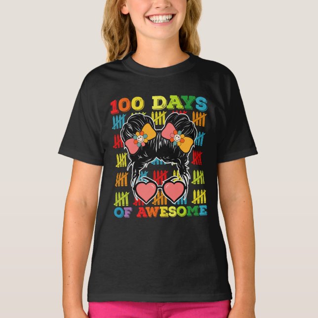 Camiseta 100 días de asombroso y desordenado Bun 100 días d (Anverso)