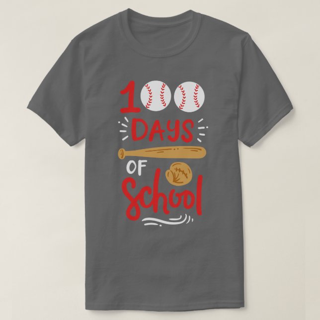 Camiseta 100 días de béisbol escolar (Diseño del anverso)