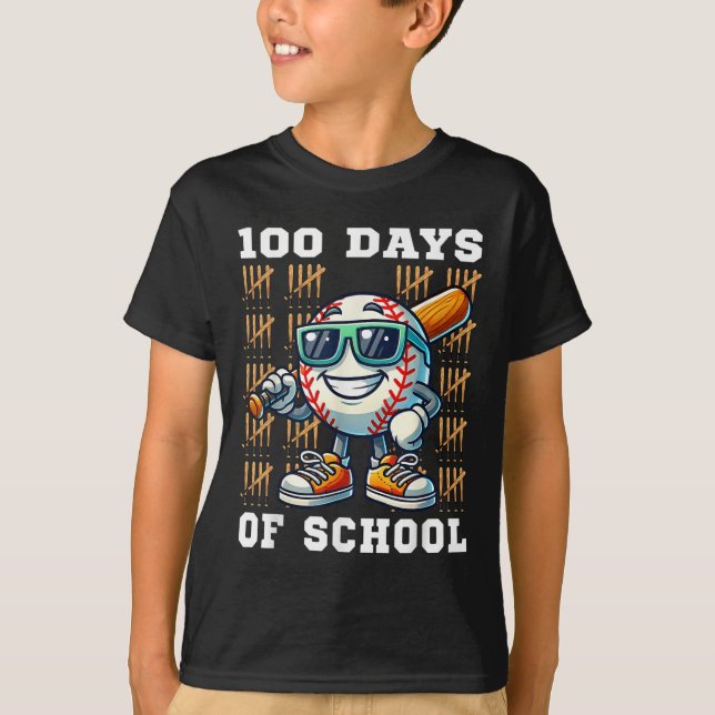 Camiseta 100 Días De Béisbol Escolar 100º Día De La Escuela (Anverso)