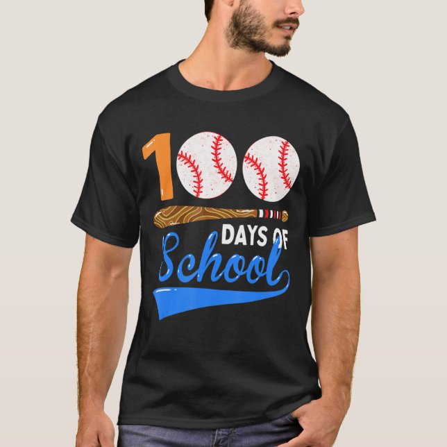Camiseta 100 días de béisbol escolar 100 días (Anverso)