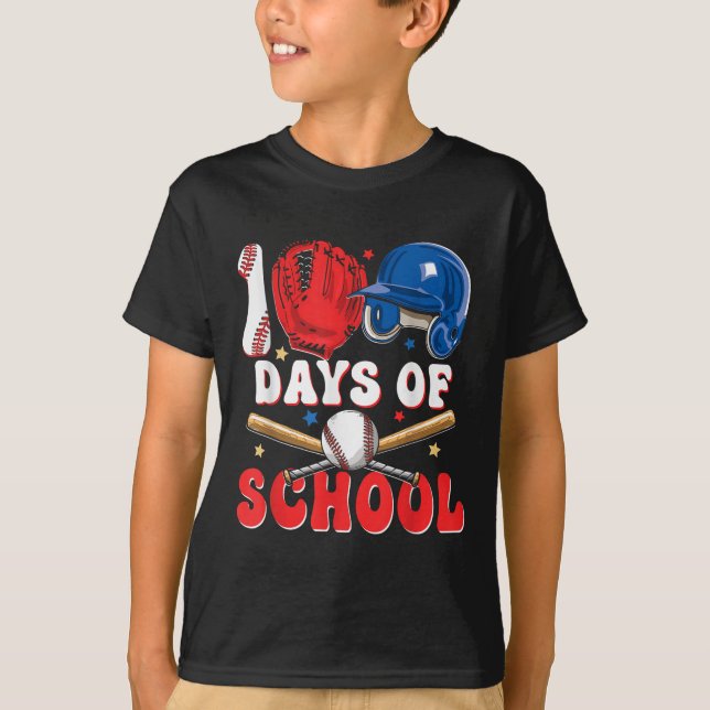 Camiseta 100 Días De Béisbol Escolar 100 Días Para Niños (Anverso)