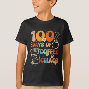 Camiseta 100 Días De Café Y Caos 100º Día De La Escuela F