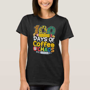 Camiseta 100 Días De Café Y Caos Día 100 Escuela Enseñar