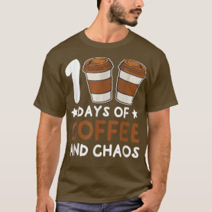 Camiseta 100 días de café y caos divertido profesor 100 día