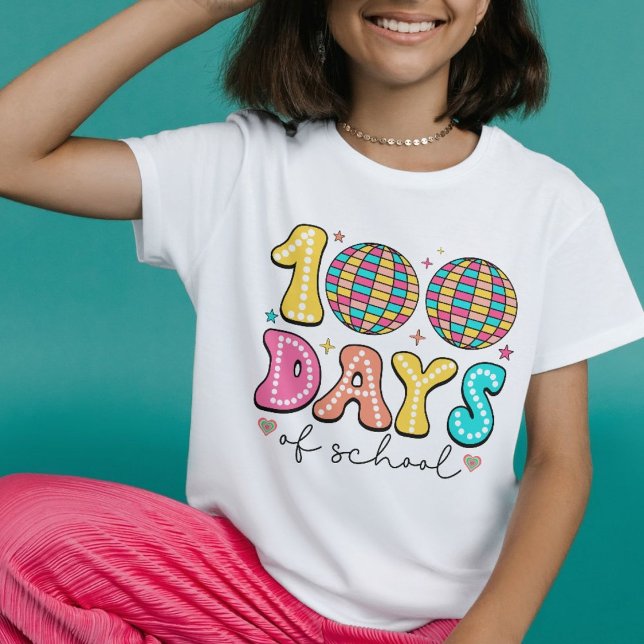 Camiseta 100 días de celebración de disco escolar - colorid (100 days of school shirt)