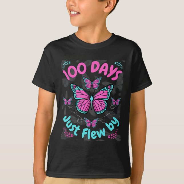 Camiseta 100 días de Chicas de mariposas escolares 100 días (Anverso)