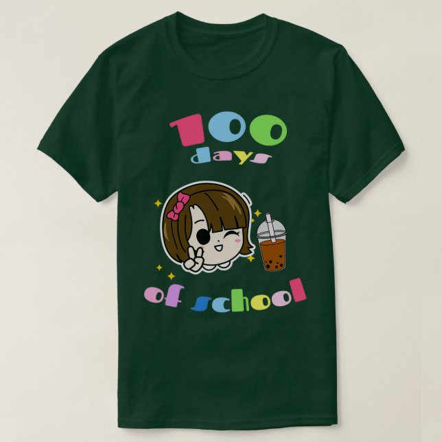 Camiseta 100 días de chocolate con té de burbuja de chica e (Diseño del anverso)