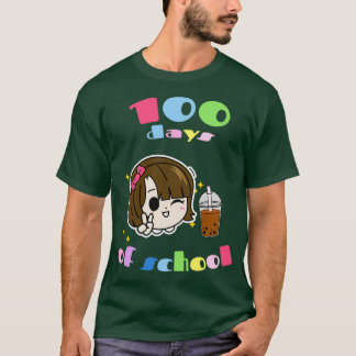 Camiseta 100 días de chocolate con té de burbuja de chica e