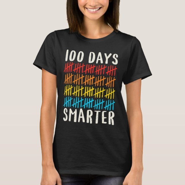 Camiseta 100 días de clase, 100 días, maestro más inteligen (Anverso)