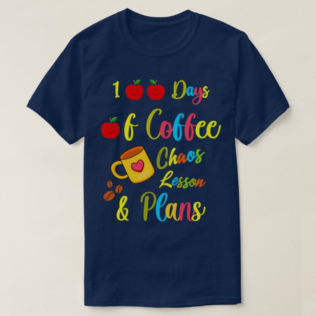 Camiseta 100 días de clase de caos de café planes 100th Sc (Diseño del anverso)