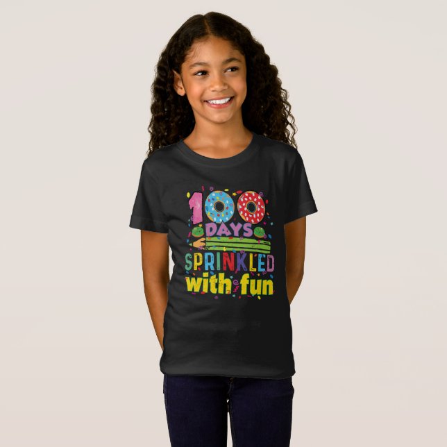 Camiseta 100 días de clase de chicas escolares de guardería (Anverso completo)