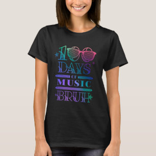 Camiseta 100 Días de Clase de Música Escolar Estudiante Mae