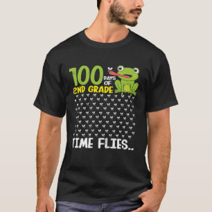 Camiseta 100 días de clases de 2º grado Tiempo de rana vuel