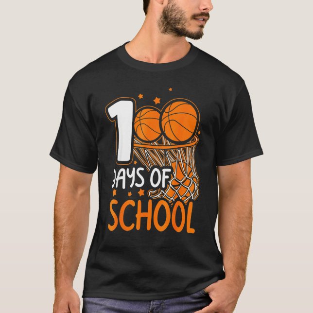 Camiseta 100 días de clases de baloncesto (Anverso)