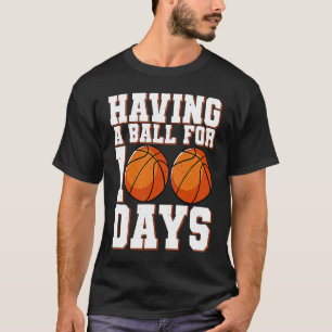 Camiseta 100 días de clases de baloncesto 100 días de bolas