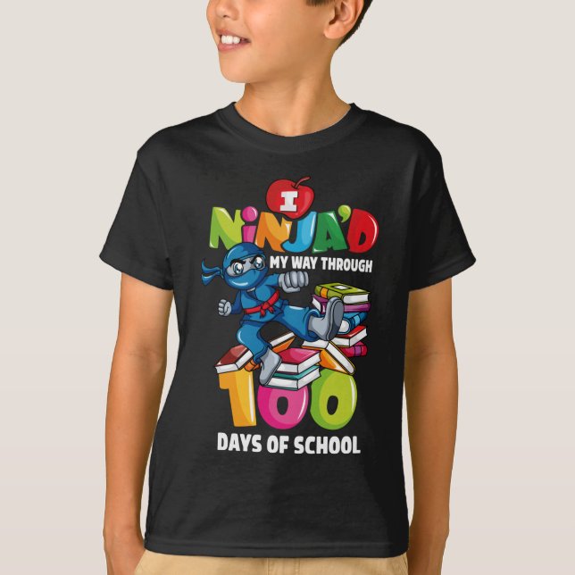 Camiseta 100 días de clases de maestros Ninja (Anverso)