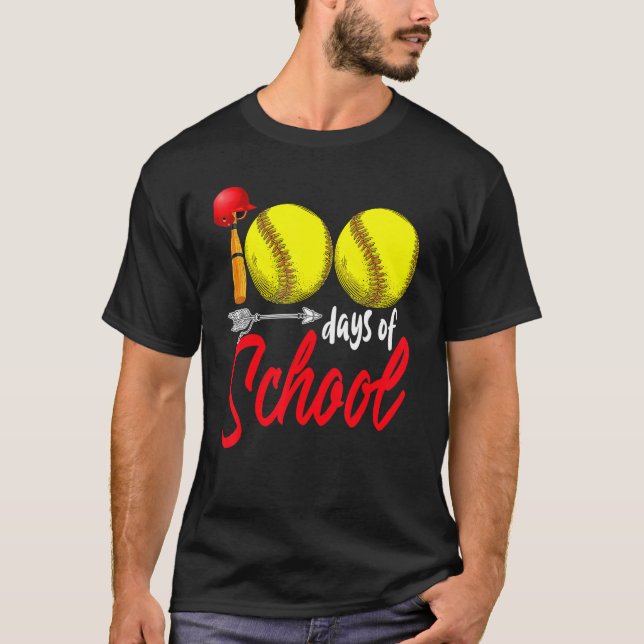 Camiseta 100 días de clases de profesores de softbol 100 dí (Anverso)