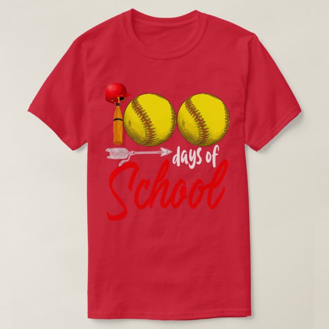 Camiseta 100 días de clases de profesores de softbol 100 dí (Diseño del anverso)
