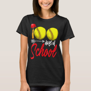 Camiseta 100 días de clases de profesores de softbol 100 dí