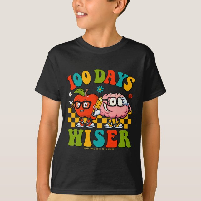 Camiseta 100 días de clases de profesores retro niños 100 d (Anverso)
