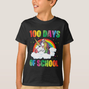 Camiseta 100 días de clases de unicornio a niños