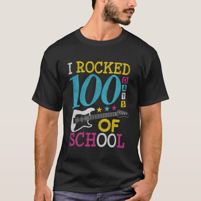 Camiseta 100 días de clases del profesor de música guitarra (Anverso)