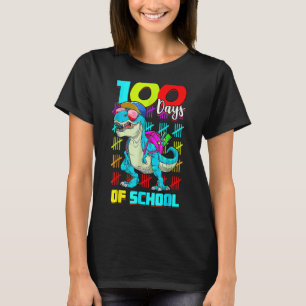 Camiseta 100 días de clases Dino niños felices 100 días Din
