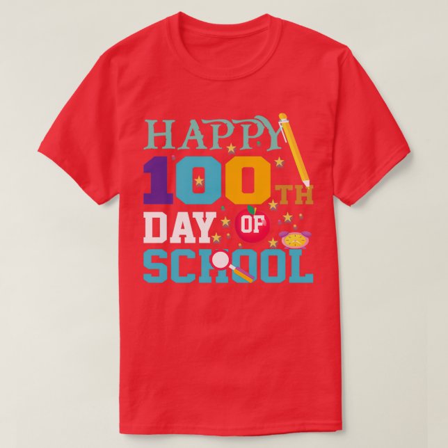 Camiseta 100 días de clases Feliz 100° día de TShi clásico (Diseño del anverso)