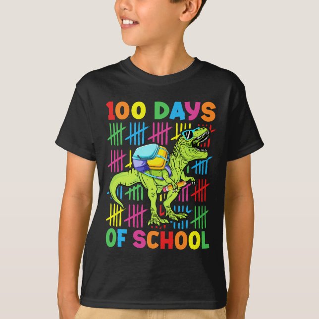 Camiseta 100 días de clases niños de dinosaurios (Anverso)
