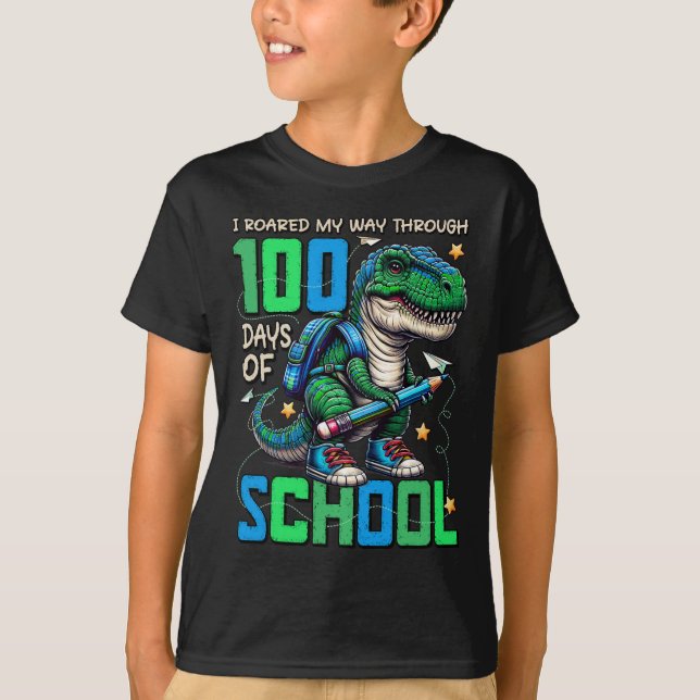 Camiseta 100 días de clases Trex 100 días más inteligentes  (Anverso)