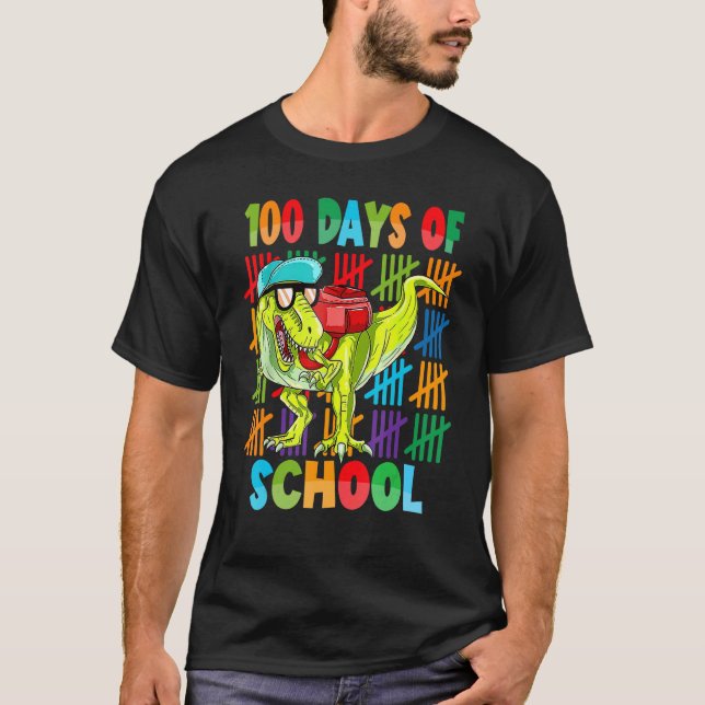 Camiseta 100 días de clases Trex 100 días más inteligentes  (Anverso)