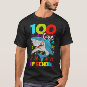 Camiseta 100 Días De Colegio Amante De Tiburones Niños Niña