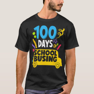 Camiseta 100 Días De Colegio Buscando Graciosos Autobuses P