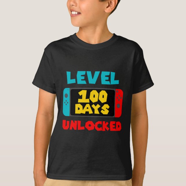 Camiseta 100 días de colegio desbloqueados videojugador de  (Anverso)