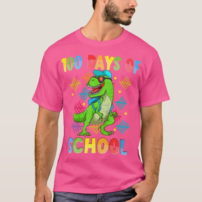 Camiseta 100 Días De Colegio Dino Niños Felices 100 Dinos D (Anverso)