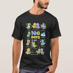 Camiseta 100 Días de Colegio Dinosaurio Dino T Rex Más Inte
